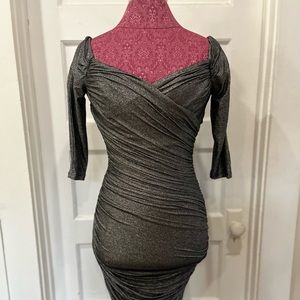 Laura Byrnes by Pinup Couture Silver Monica wiggle dress. Size S